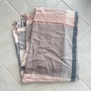 J. Crew blanket scarf, pink, white, gray
